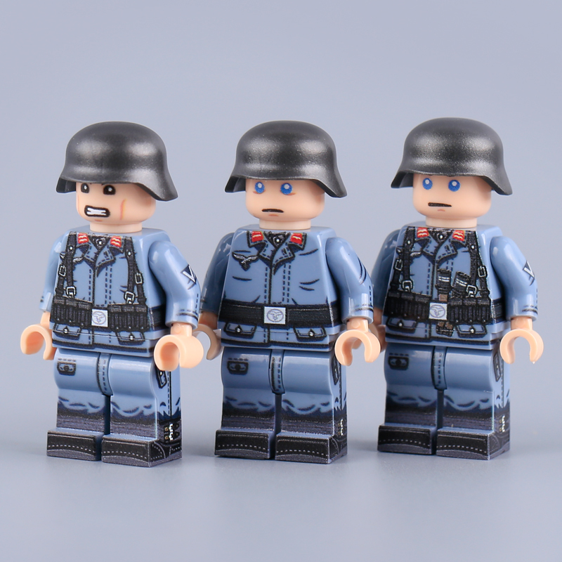 WW2 German Air Force Artillery Soldier Minifigs Building Block Military Collection Brick Historical Army Model Toy Gift Compatible HTL097-099