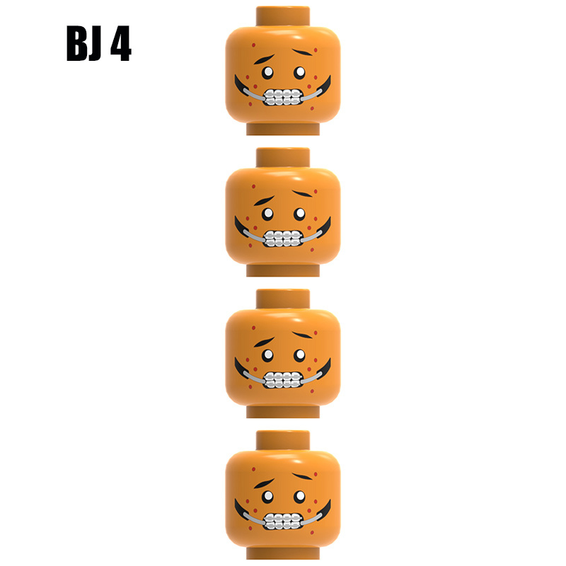 Funny Minifigs Face Expression Heads Building Block MOC Emoji Accessories Custom DIY Brick Toy Parts Compatible BJ1-BJ6