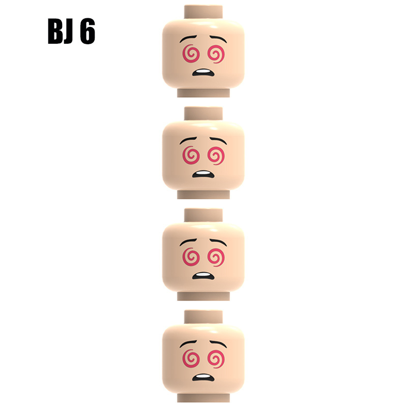 Funny Minifigs Face Expression Heads Building Block MOC Emoji Accessories Custom DIY Brick Toy Parts Compatible BJ1-BJ6