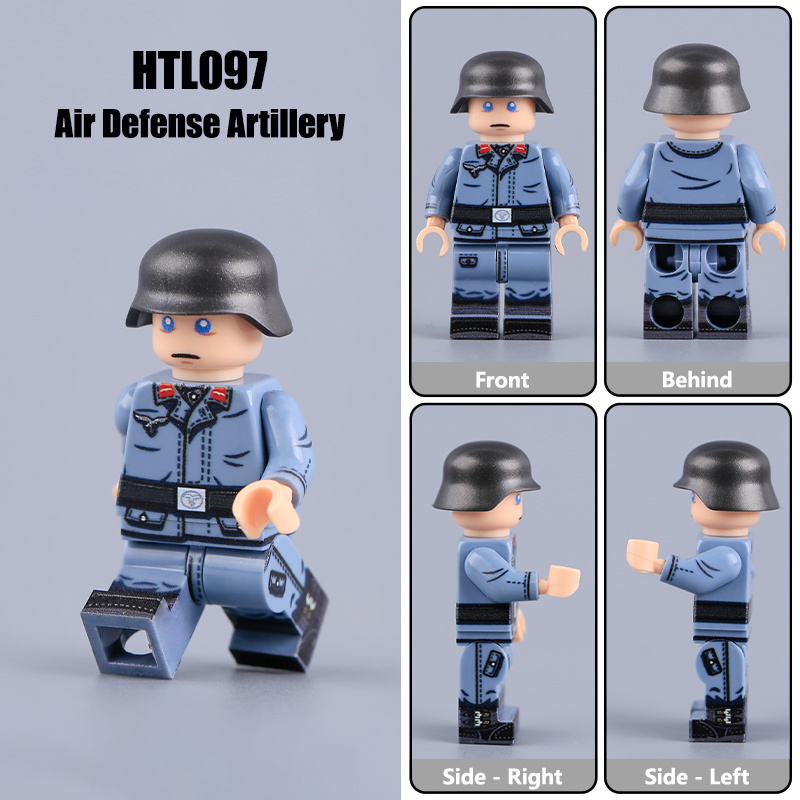 WW2 German Air Force Artillery Soldier Minifigs Building Block Military Collection Brick Historical Army Model Toy Gift Compatible HTL097-099