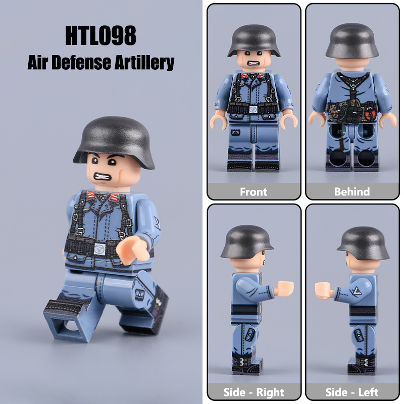 WW2 German Air Force Artillery Soldier Minifigs Building Block Military Collection Brick Historical Army Model Toy Gift Compatible HTL097-099