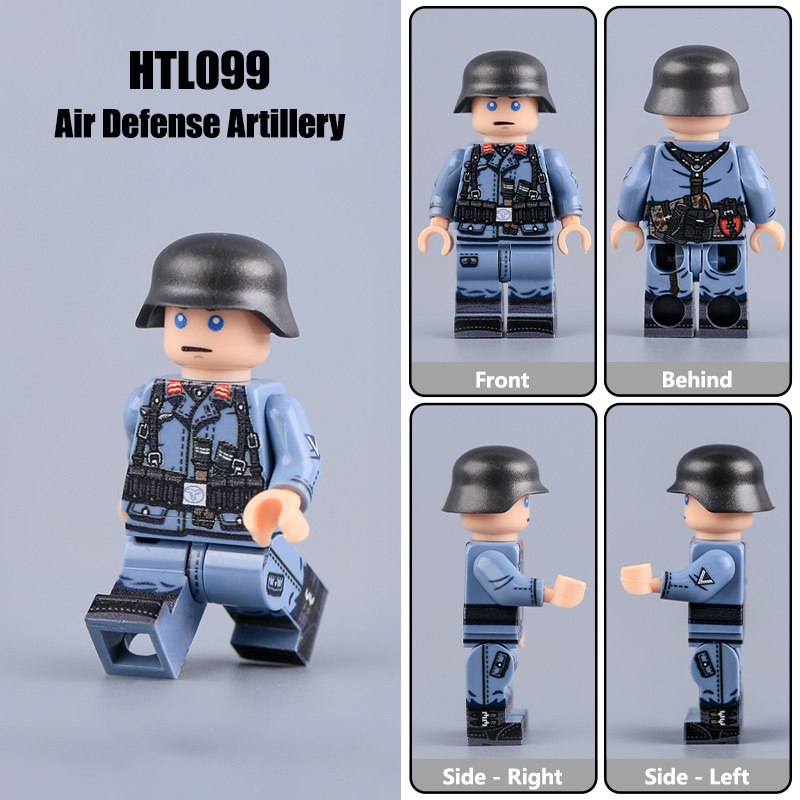 WW2 German Air Force Artillery Soldier Minifigs Building Block Military Collection Brick Historical Army Model Toy Gift Compatible HTL097-099