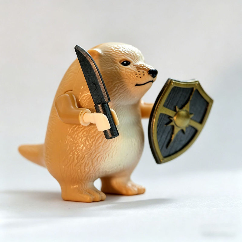Cute Cartoon Sword Shield Dog Building Block Staute Figure Fantasy Animal Warrior Minifigs Bricks Toy Desk Display Gift SH01