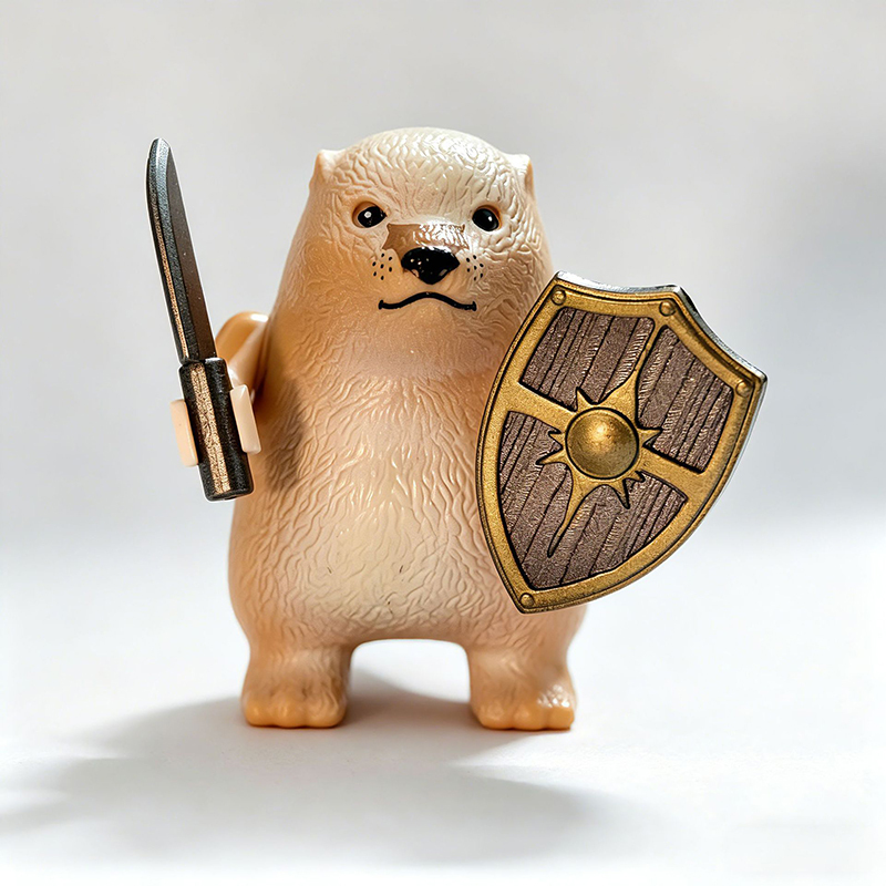 Cute Cartoon Sword Shield Dog Building Block Staute Figure Fantasy Animal Warrior Minifigs Bricks Toy Desk Display Gift SH01