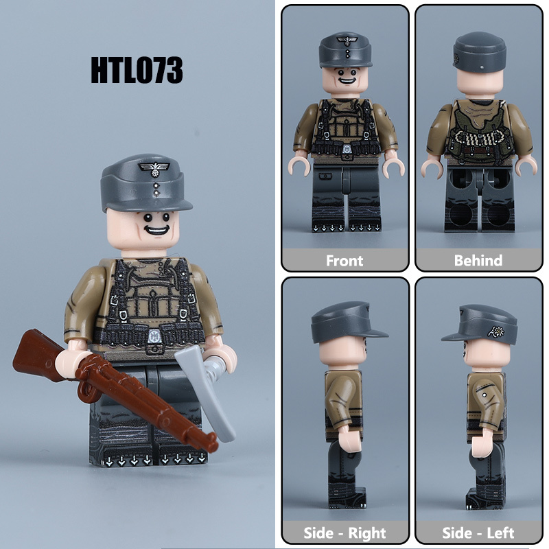 WW2 German Mountain Division Troops Gebirgsjäger Minifigs UV Printed Building Block Uniform Infantry Solider Military HTL072-75