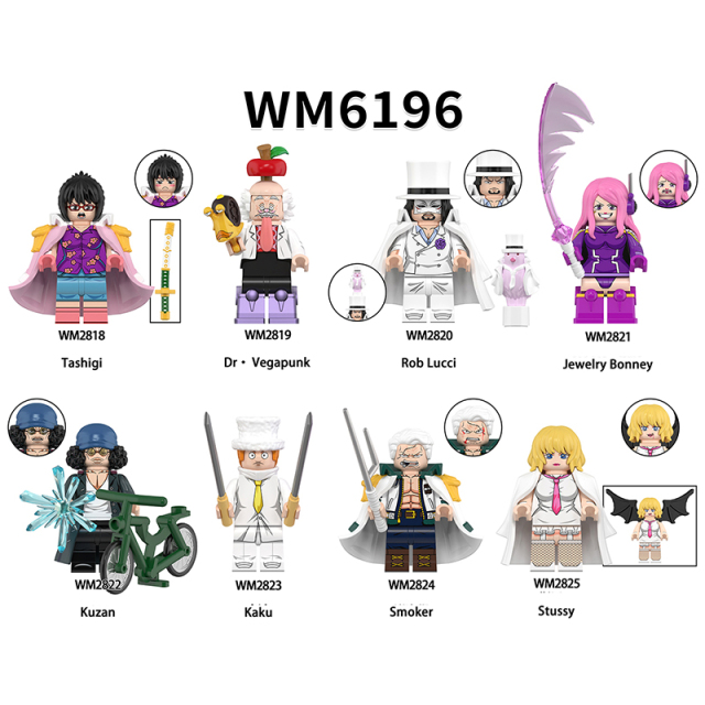 One Piece Egghead Island Building Block Minifigs Vegapunk Rob Lucci Bonney Smoker Compatible Brick Toys Children Toys WM6196