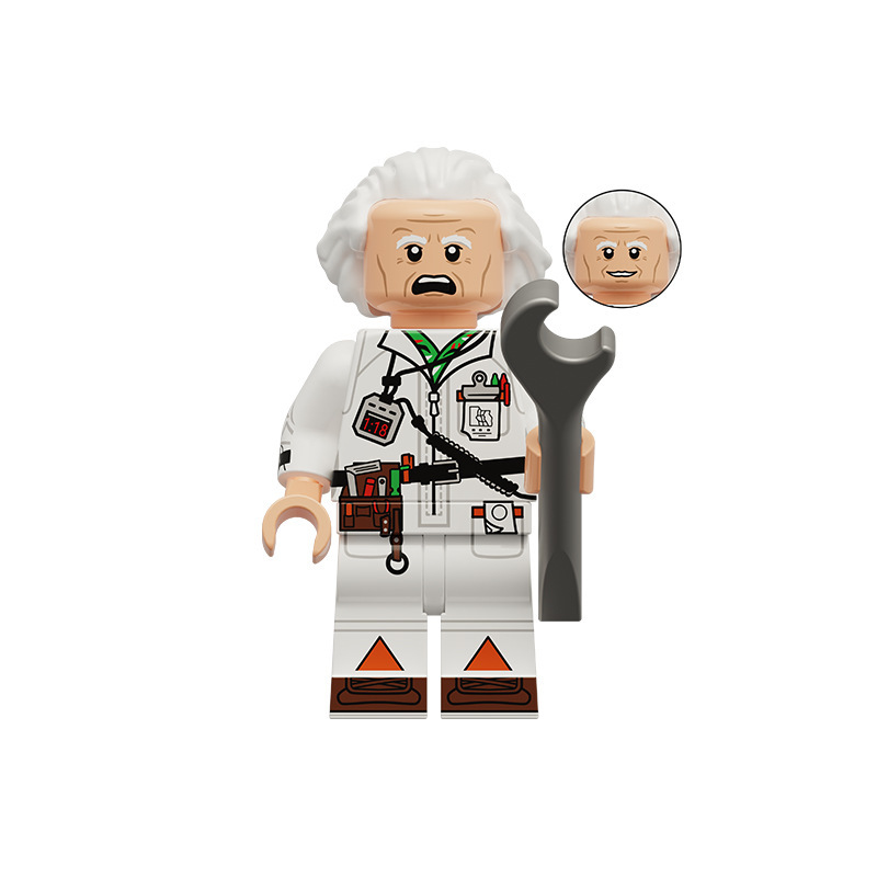 Time Travel Scientist Skateboard Teen Minifigs Dr. Emmett Brown Building Block Marty Cartoon Movie Character Toy Children Gift 6B001 6B002