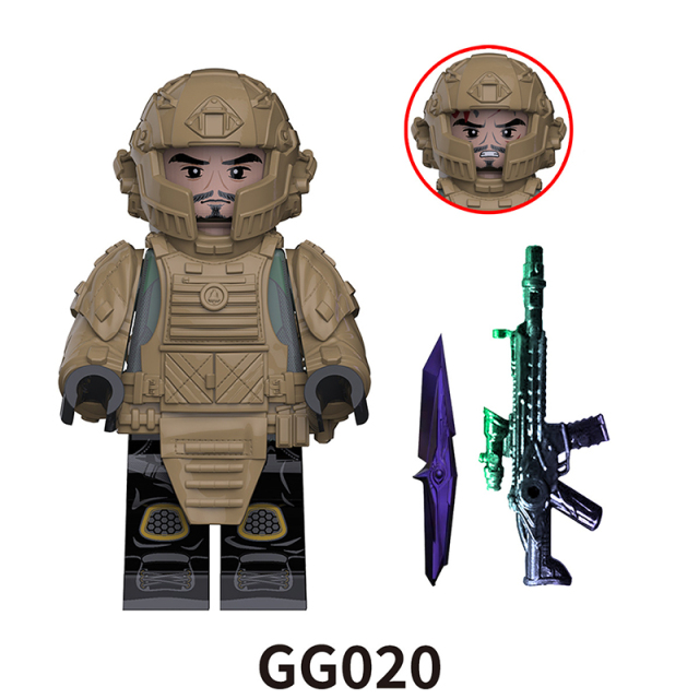 Delta Operator Force Heavy Armor Special Foces Building Block Minifigs Black Flesh Tone Level 6 Military Toy Bricks GG020