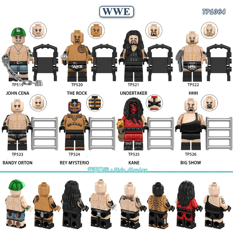 WWE Wrestling Superstars Minifigs John Cena The Rock Undertaker Triple Famous People Building Blocks Fans Collection Children Toys TP1064