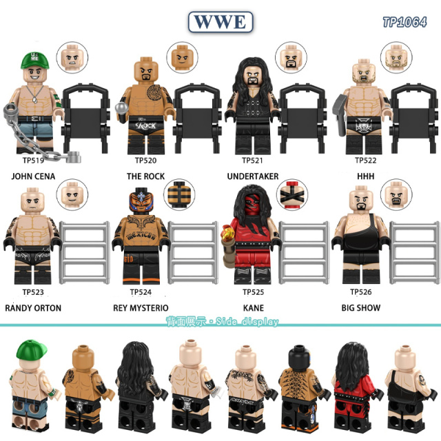 WWE Wrestling Superstars Minifigs John Cena The Rock Undertaker Triple Famous People Building Blocks Fans Collection Children Toys TP1064