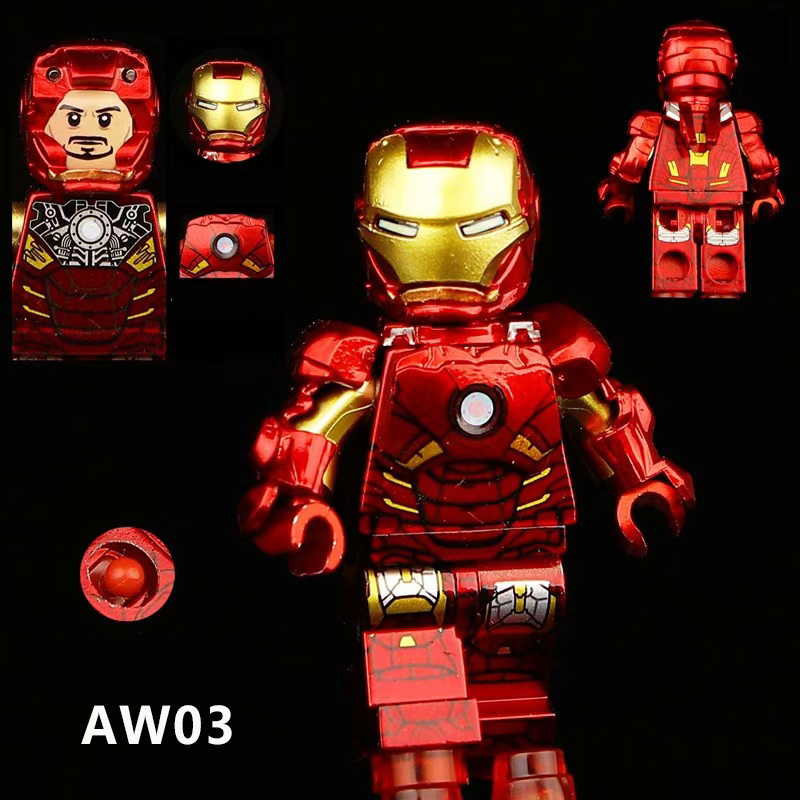 Iron Man  Magnetic Attraction  Marvel Collection Anime Avengers Movie Building Blocks Action Figures Assembly Toys Children Birthday Gifts AW03 AW04