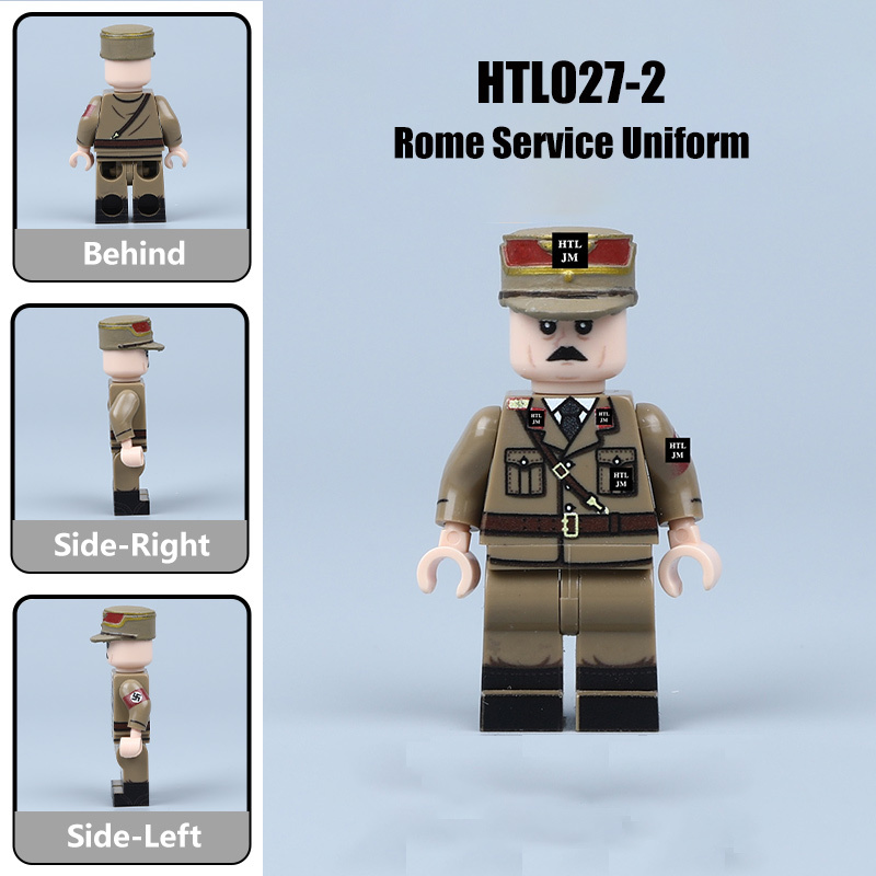 WW2 German SA Leader Ernst Röhm Minifigs Building Blocks UV Printing Röhm SA Uniform Officer Helmet Army Soldier Bricks Toys HTL027-028