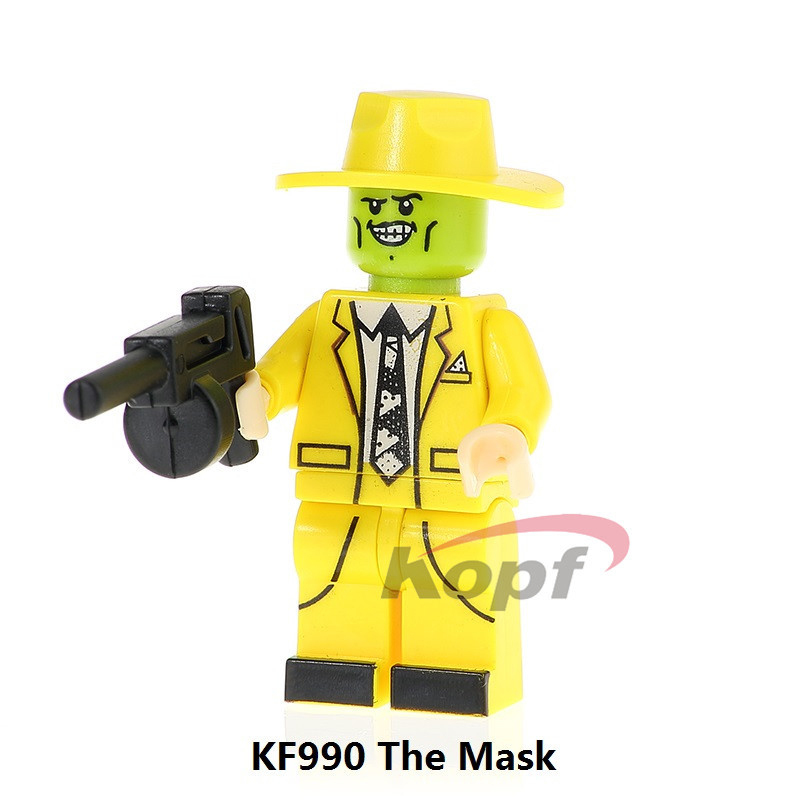 Green Trickster Mask Inspired Building Block Movie Hero Collectible Minifigs Funny Costume Display Toy Children Gift KF990