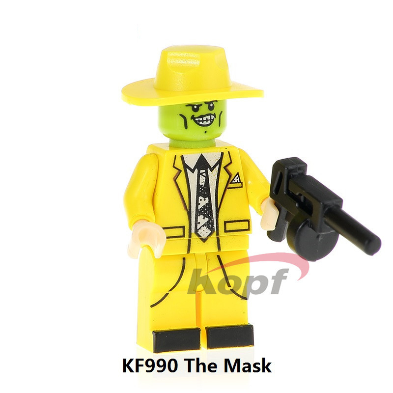 Green Trickster Mask Inspired Building Block Movie Hero Collectible Minifigs Funny Costume Display Toy Children Gift KF990