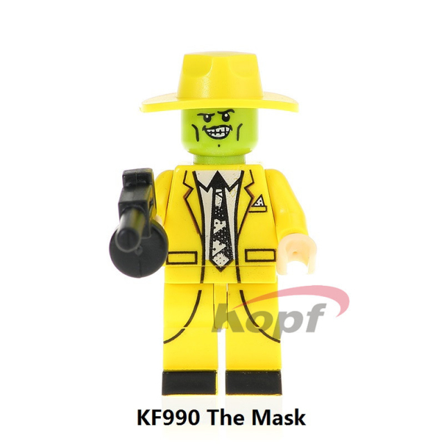 Green Trickster Mask Inspired Building Block Movie Hero Collectible Minifigs Funny Costume Display Toy Children Gift KF990
