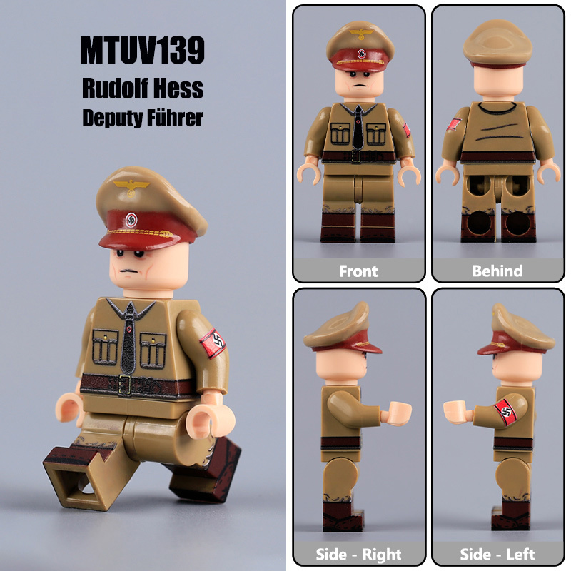 WW2 German Officer Third Reich Inner Circle Minifigs Rudolf Hess Hermann Fegelein Building Blocks Historical Military UV Printed Toy Gifts MTUV139-141