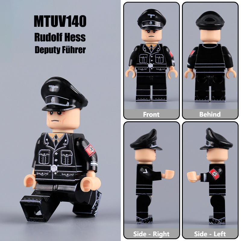 WW2 German Officer Third Reich Inner Circle Minifigs Rudolf Hess Hermann Fegelein Building Blocks Historical Military UV Printed Toy Gifts MTUV139-141