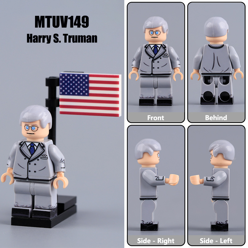 WW2 American Officer Roosevelt Truman US President Minifig Building Block Military Historical UV Printed Solider Toy Gift MTUV146 MTUV149