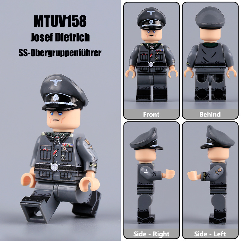WW2 German Command Officer Josef Dietrich SS-Obergruppenführer Building Block Solider Minifigs Military UV Printed Historical Toy Gifts MTUV158 MTUV159