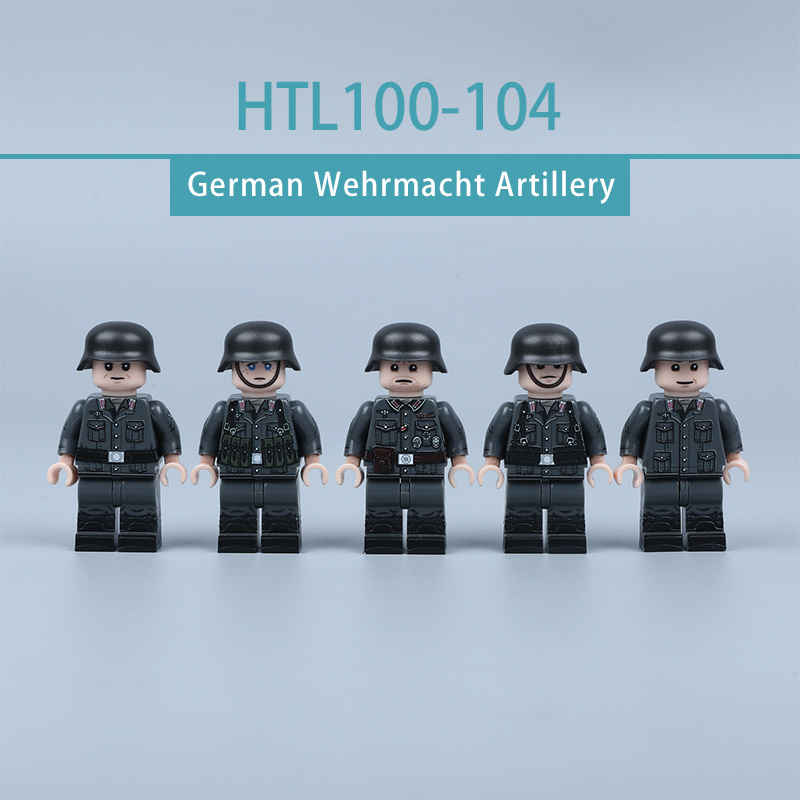 WW2 German Army Artillery Troops Building Block Minifigs Military Cannon Soldier Custom UV Printed Brick CollectionToy Gift HTL100-104
