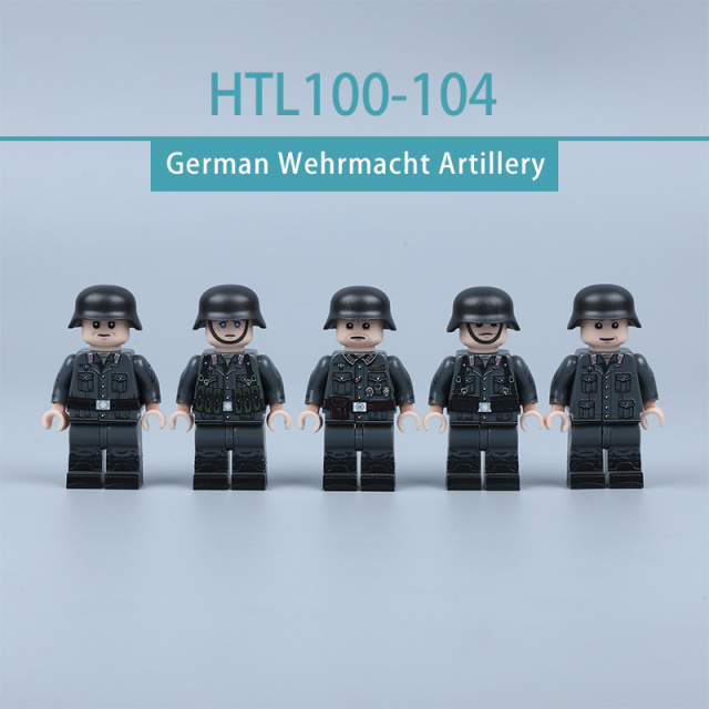 WW2 German Army Artillery Troops Building Block Minifigs Military Cannon Soldier Custom UV Printed Brick CollectionToy Gift HTL100-104