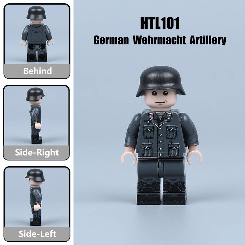WW2 German Army Artillery Troops Building Block Minifigs Military Cannon Soldier Custom UV Printed Brick CollectionToy Gift HTL100-104
