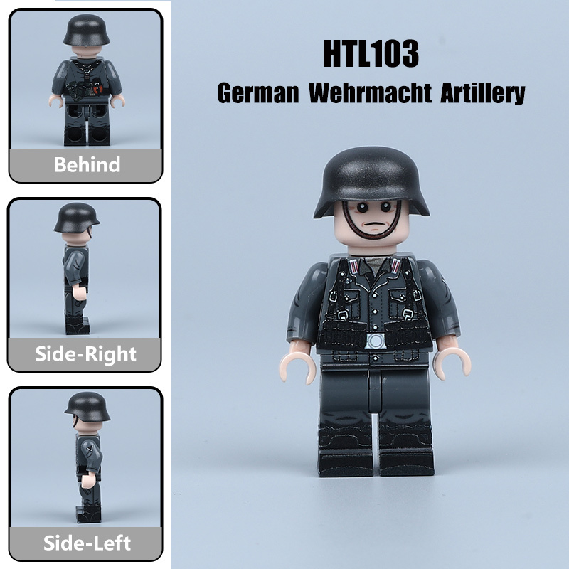 WW2 German Army Artillery Troops Building Block Minifigs Military Cannon Soldier Custom UV Printed Brick CollectionToy Gift HTL100-104