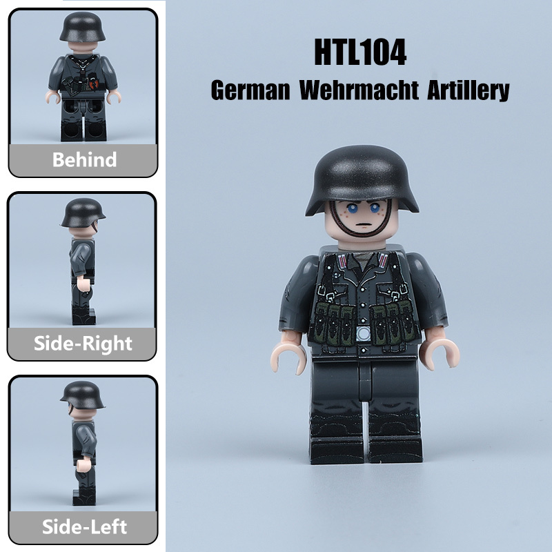 WW2 German Army Artillery Troops Building Block Minifigs Military Cannon Soldier Custom UV Printed Brick CollectionToy Gift HTL100-104