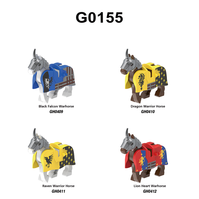 Medieval Raven Warrior Horse Knight Building Block Black Falcon Dragon Lion Minifigs Solider Army Compatible Toy Gift G0155