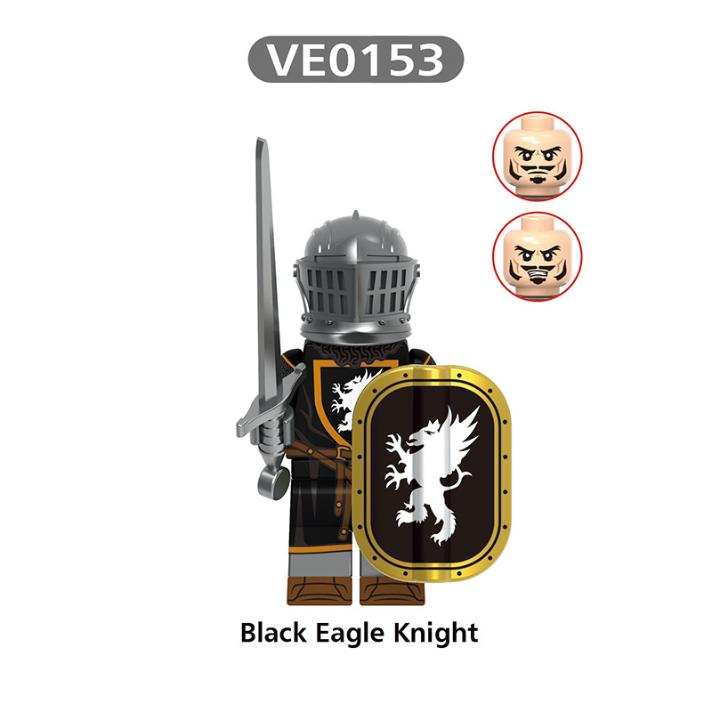 Medieval Knight Gothic Knights Building Block Minifigs Armor Warrior Unicorn Divine Eagle Custom Assembly  Collectible Display Toy Gift V1007
