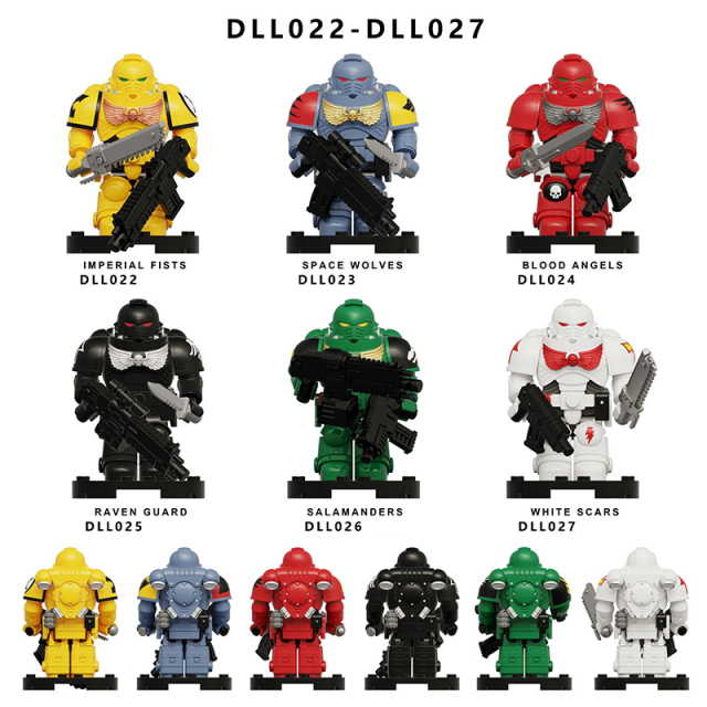 Warhammer Style Space Warrior Legion Building Block Imperial Fists Space Wolves Blood Angels Minifigs Collection Toy Gift DLL022-027