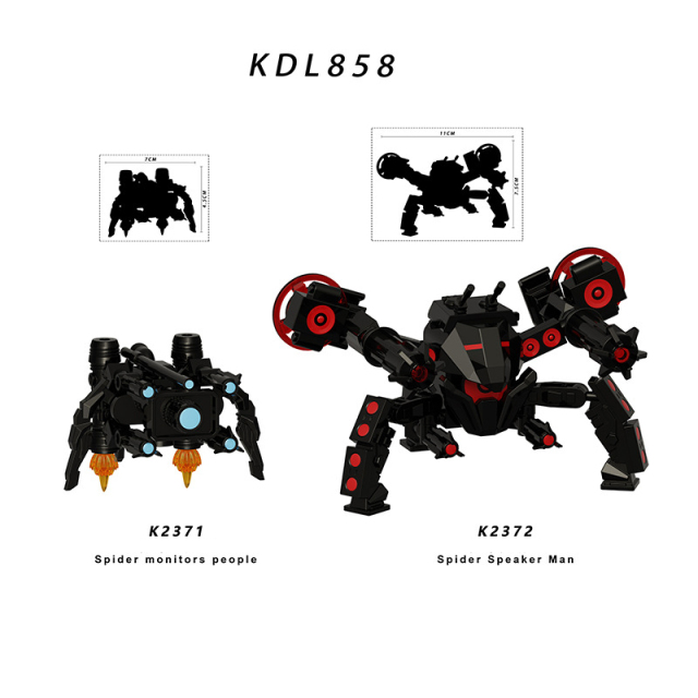 Toilet Man Spider Robot Monster Minifigs Building Block Toy Mechanical Speaker Spider Collection Brick  Sci Fi Action Model Toys Gifts KDL858