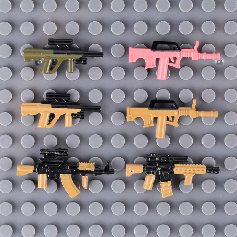 MOC City Military M4-SBR M4A1 M4A4 Accessories Building Blocks Gun Weapons M4 w/ Scope Silenced Container Toys Boys Gift