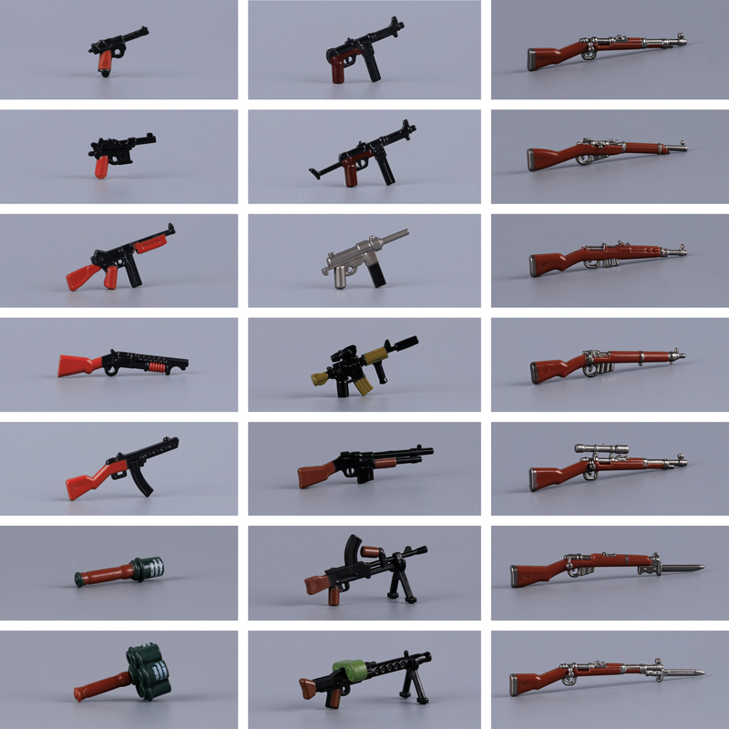 MOC Military Kar98k Mosin-Nagant  Accessories Building Blocks Gun Weapons British Cavalry Sword Lee-Enfield No.4 M4 Silenced Container Toys Boys Gift