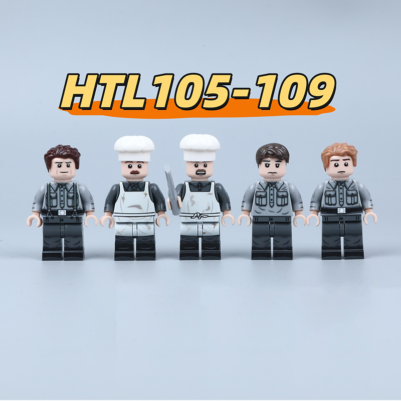 WWII German Field Kitchen Crew UV Printed Military Minifigs Building Block Army Cook Soldier Collectible Toy Gifts HTL105-109