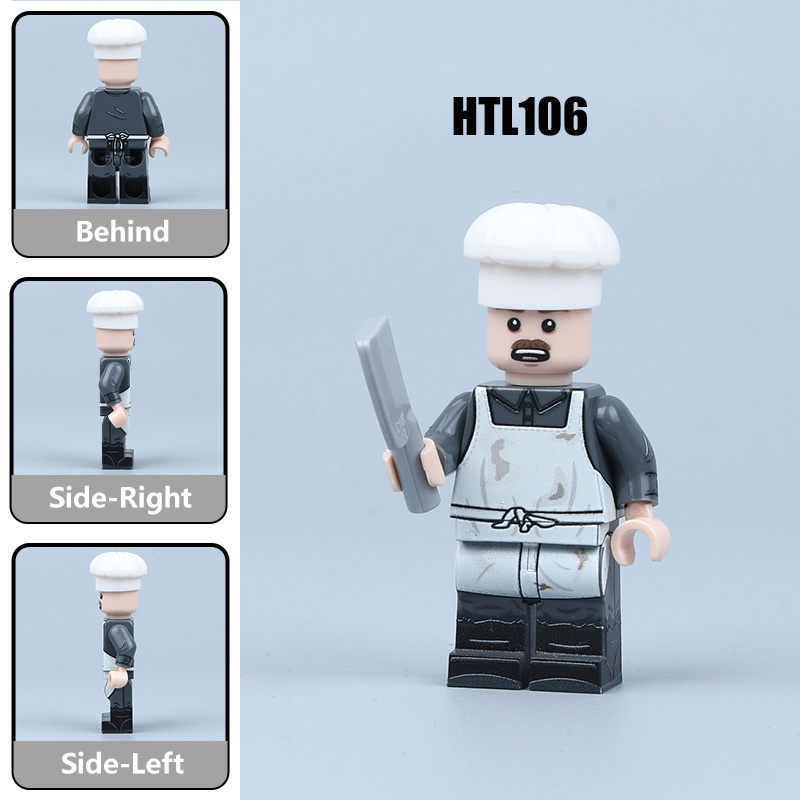WWII German Field Kitchen Crew UV Printed Military Minifigs Building Block Army Cook Soldier Collectible Toy Gifts HTL105-109