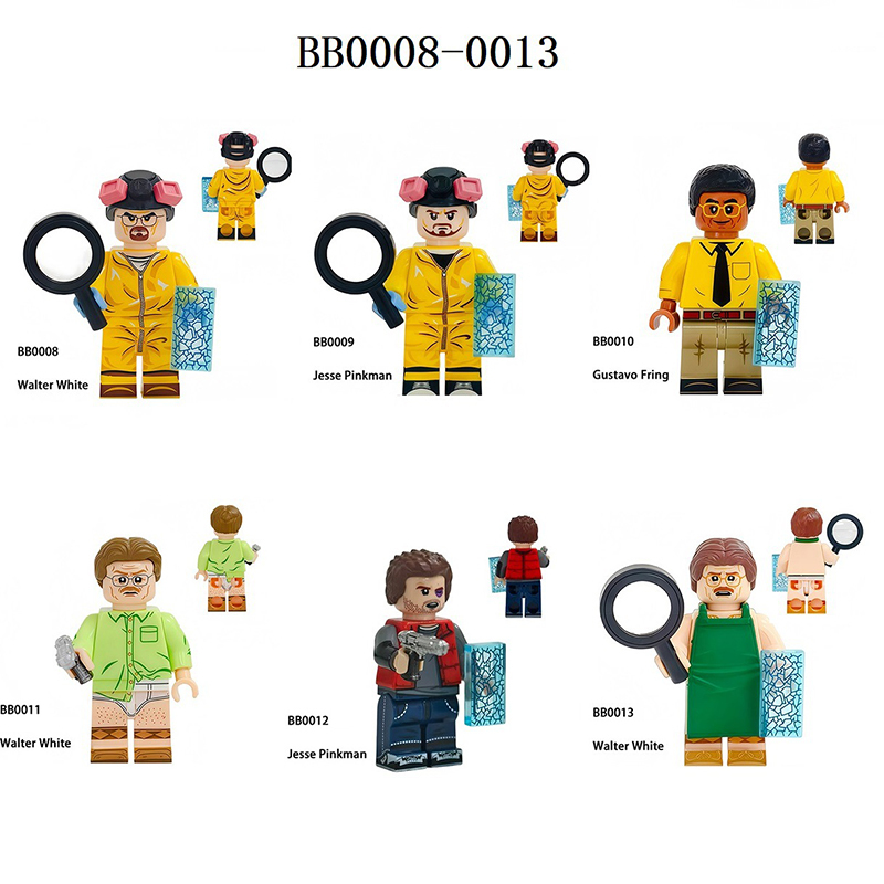 Breaking Bad Crime Drama Inspired MinifigS Building Block Collectible Chemistry Teacher Partner Style Construction Toy Gifts BB0008-0013