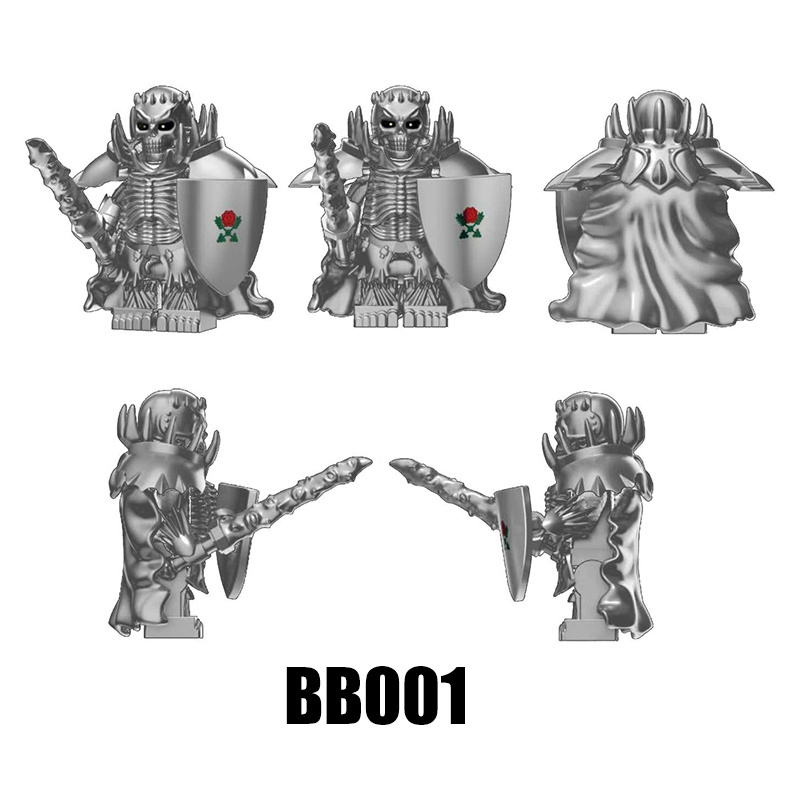 Berserk Skeleton Knight Minifigs Skull Warrior Metallic Armor Horse Building Blocks Anime Dark Fantasy Collectible Toy Gift BB001