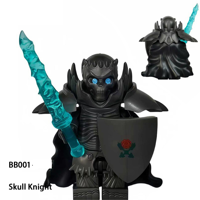 Berserk Skeleton Knight Minifigs Skull Warrior Metallic Armor Horse Building Blocks Anime Dark Fantasy Collectible Toy Gift BB001