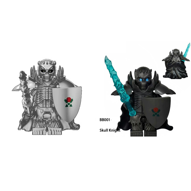 Berserk Skeleton Knight Minifigs Skull Warrior Metallic Armor Horse Building Blocks Anime Dark Fantasy Collectible Toy Gift BB001