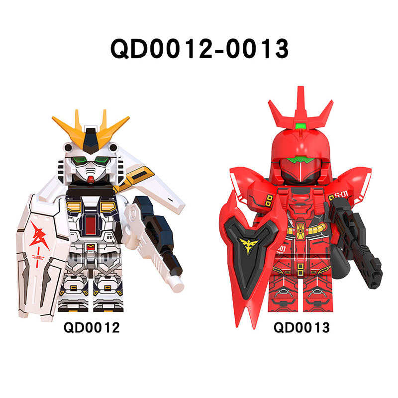 Mecha Robot Gundam Minifigs Building Block Dual Model Sci-Fi Armor Warrior Collectible Construction Toy Gifts QD0012 QD0013