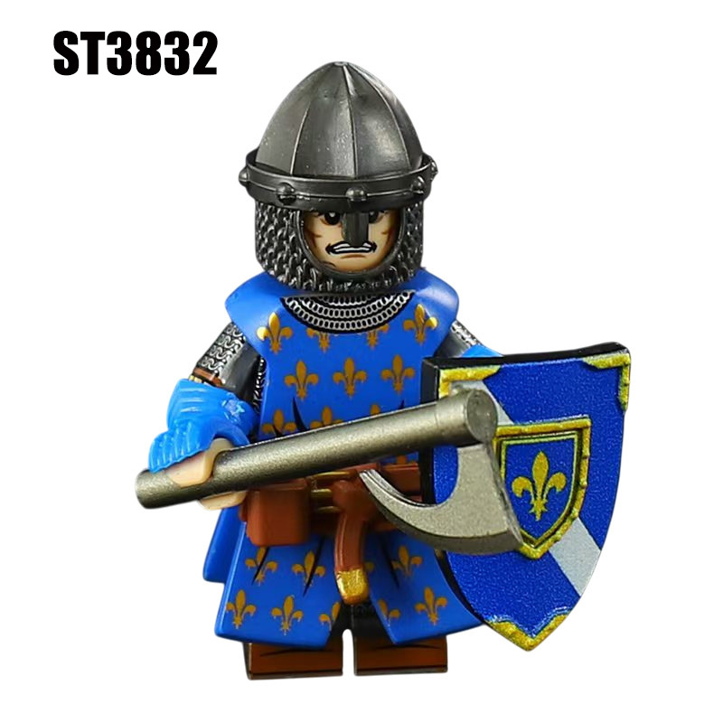 Medieval Castle Knight Minifigs Black Eagle Red Lion Octopus Bat Knights Building Blocks Warrior Armor Toy Collection Display Gift ST3831-3836