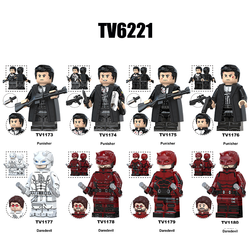 Marvel  Daredevil Punisher Minifigs Building Block Superhero DC Comics Collection Model Toy Assembly Gift TV6221