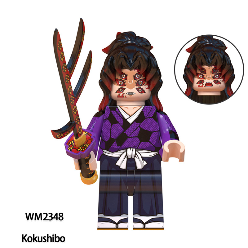 Japanese Anime Demon Slayer Building Block Minifig Muzan Kibutsuji Daki Yoriichi Tsugikuni Collection Bricks Model Assembly Gift Toy WM6138