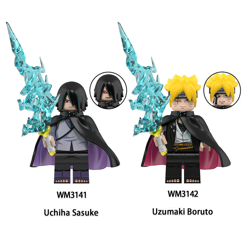 Naruto Uchiha Sasuke Uzumaki Boruto Minifigs Building Block Anime Collection Assembly Bricks Toy Gift Model WM3141 WM3142