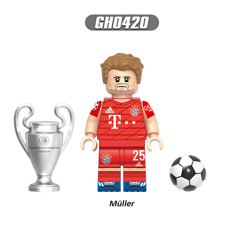 World Cup Football Player Messi Ronaldo Minifg Lewandowski Building Blocks Muller Benzema Sports Team Bricks Toy Gift for Fans G0156