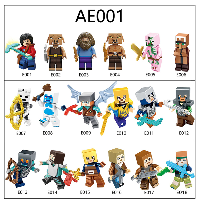 Minecraft Series Wholesale Minifgs Building Blocks Warriors Game Monster Brick Minifig Style Display Children Toy Gift AE001