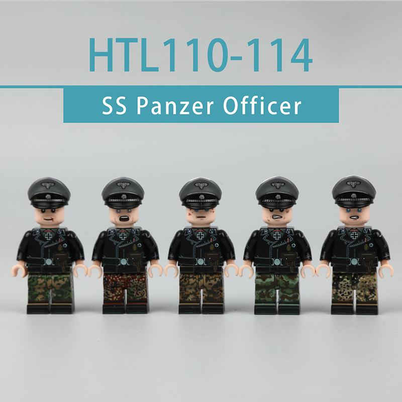 WW2 German Waffen SS Panzer Officer UV Printed Military Minifigs Building Historical Armored Commander Collectible Toy Gifts HTL110-114