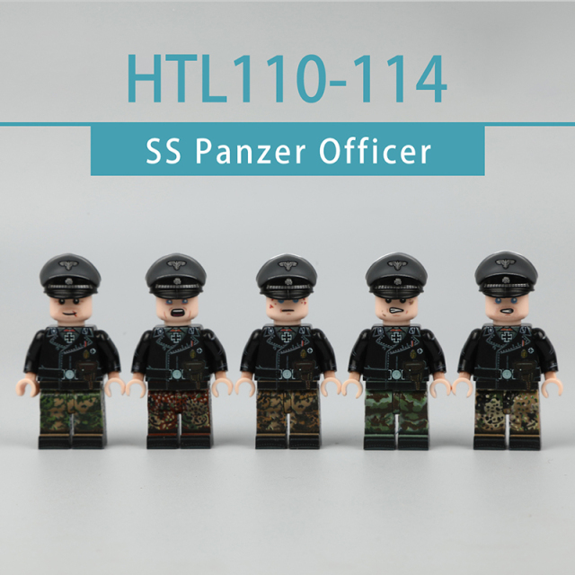 WW2 German Solider Waffen SS Panzer Officer UV Printed Military Minifigs Building Historical Armored Commander Collectible Toy Gifts HTL110-114