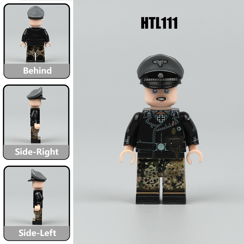 WW2 German Waffen SS Panzer Officer UV Printed Military Minifigs Building Historical Armored Commander Collectible Toy Gifts HTL110-114